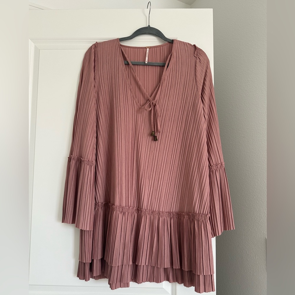 Free people mauve pleated dress